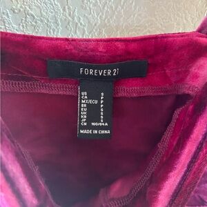 Forever 21 Fuchsia Velvet Bodysuit
